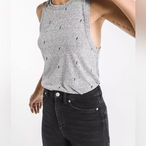 Z Supply Lightning Bolt Racerback Super Soft Tank XS Heather Gray